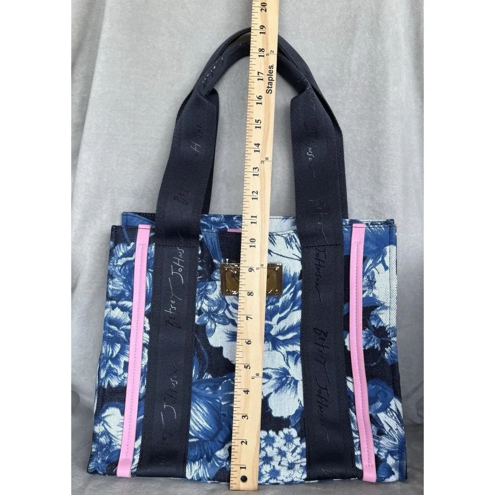Betsey Johnson Denim Bag Tote Blue Floral Embroidered Handbag Satchel Crossbody